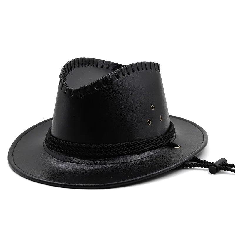 Sombrero de vaquero negro con cuerda
