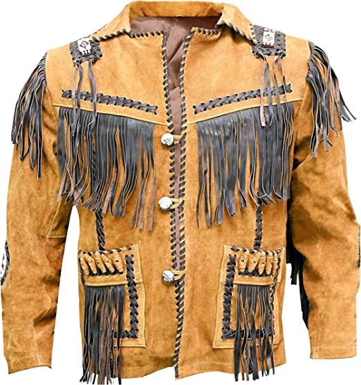 Chaqueta vaquera de cuero con flecos