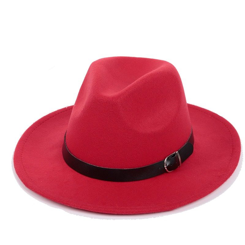 sombrero fedora fieltro rojo para mujer