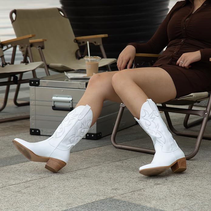botas vaqueras para dama: retro bordadas Ouepiano